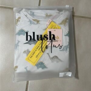 Kids Dinosaur Pajama Set - White and Blue